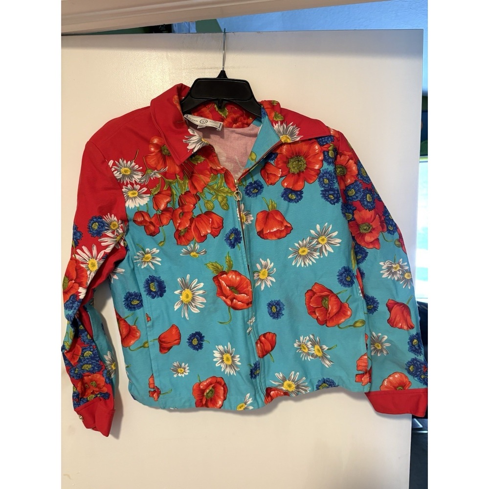 Vintage St. John Sport 'Aster Garden' Floral Cotton Jacket-Size M